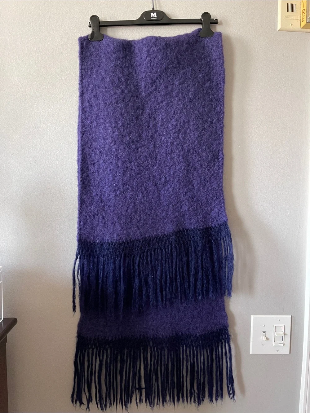 Purple Fringe Knit Scarf